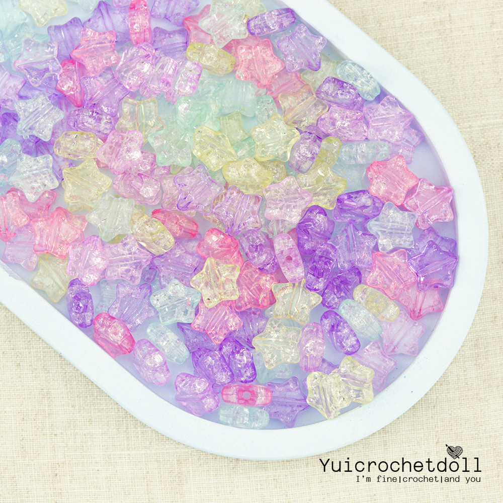 ลูกปัดเกล็ดน้ำแข็ง รูปหัวใจ รูปดาว โทนสีอ่อน ลูกปัดตกแต่งงานฝีมือ DIY Craft╭♥