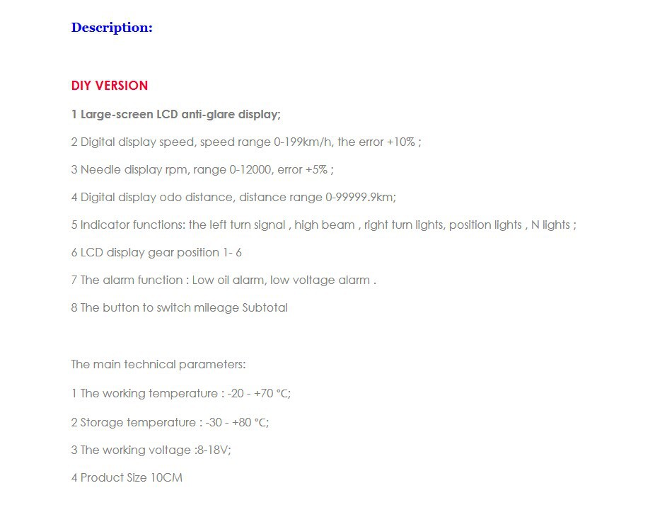 ไมล์เข็ม+ดิจิตอล มอเตอร์ไซต์ กลม สำหรับเครื่องยนต์ 1,2,4 สูบ