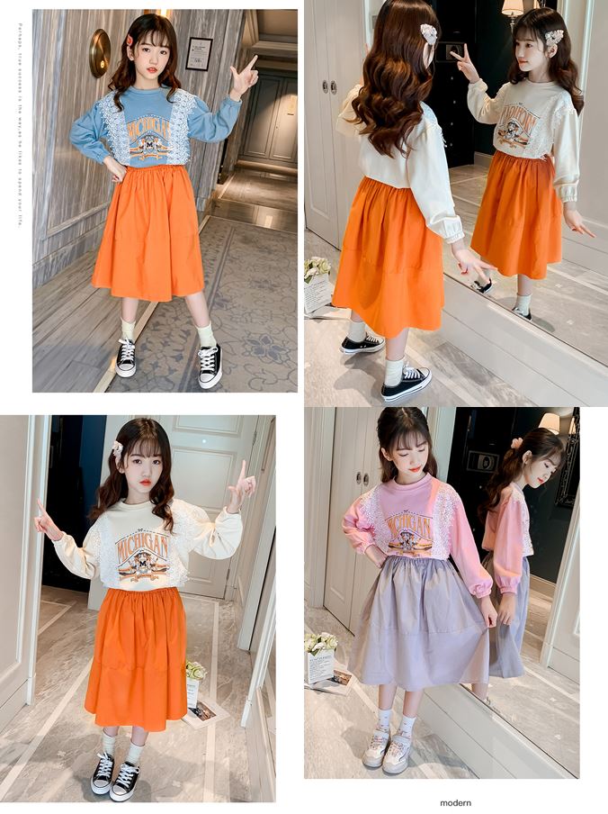 pa544 เสื้อแขนยาว+กระโปรง 120-170 จำนวน3 ตัวต่อแพ็ค (เลือกไซส์ได้ให้ครบแพ็ค)
