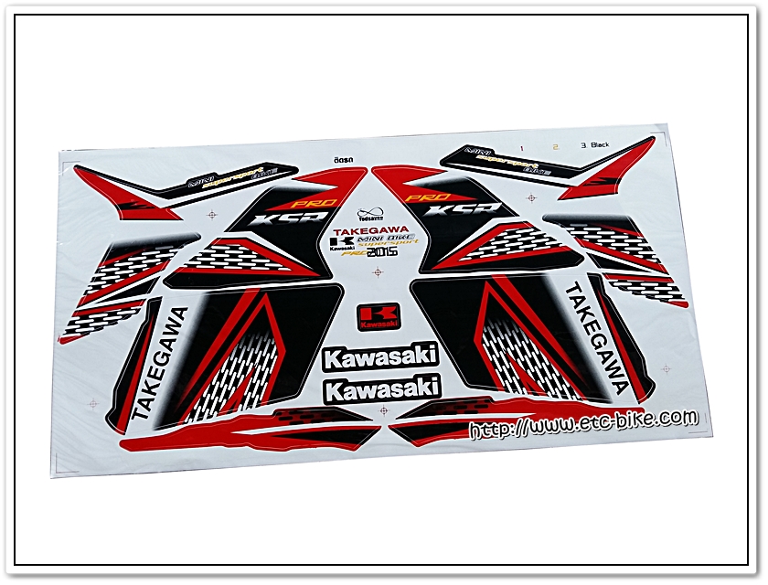 สติ๊กเกอร์ KSR-TAKEGAWA ปี 2015 ติดรถสีแดง