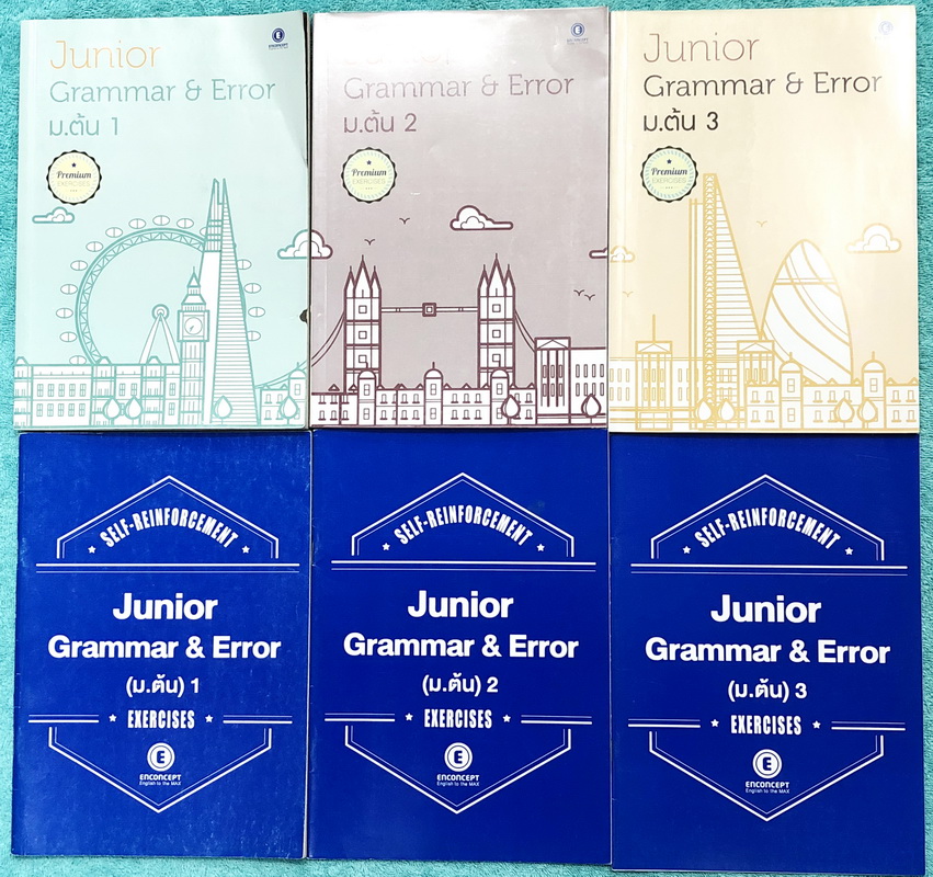 ►ครูพี่แนน Enconcept◄ ครบเซ็ท 6 เล่ม หนังสือกวดวิชาภาษาอังกฤษ Grammar ระดับชั้น ม.ต้น ในเซ็ทมีหนังสือเรียน 3 เล่ม ,หนังสือแบบฝึกหัด 3 เล่ม ในหนังสือเรียนมีจดบางหน้า จดด้วยดินสอและปากกาสี ในหนังสือเรียนทุกเล่มมี Tips & Tricks เทคนิคลัดในการดูหลักแกรมม่าเยอ