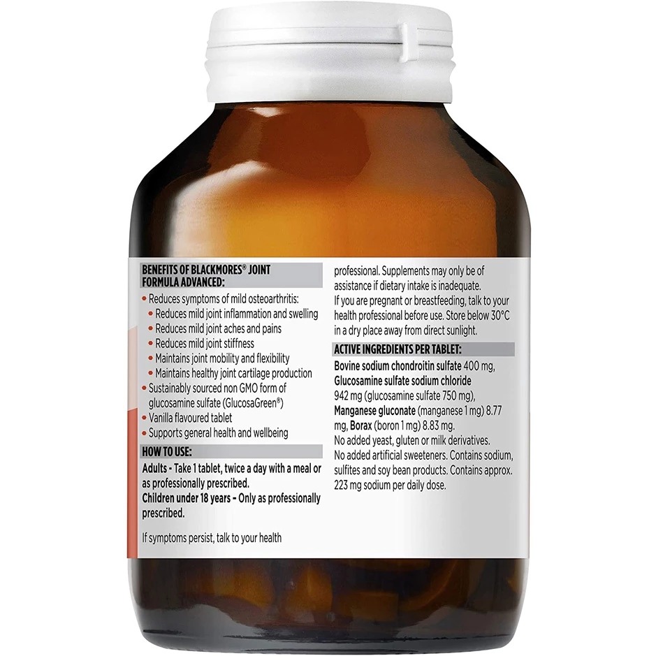 พร้อมส่ง ลดการปวดข้อเล็กน้อย ข้ออักเสบ Blackmores Joint Formula Advanced 120 Tablets