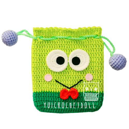 กระเป๋าหูรูดไหมพรม กบเคโระ Kero Drawstring Crochet Bag