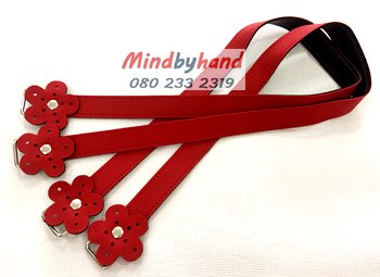 สายกระเป๋าหนัง สายแบนปลายดอกไม้