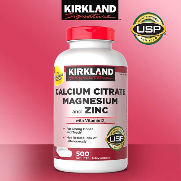 พร้อมส่ง วิตามินบำรุงกระดูก Kirkland Calcium Citrate 500mg. + vit D3 + Zinc+Magnesium 500เม็ด