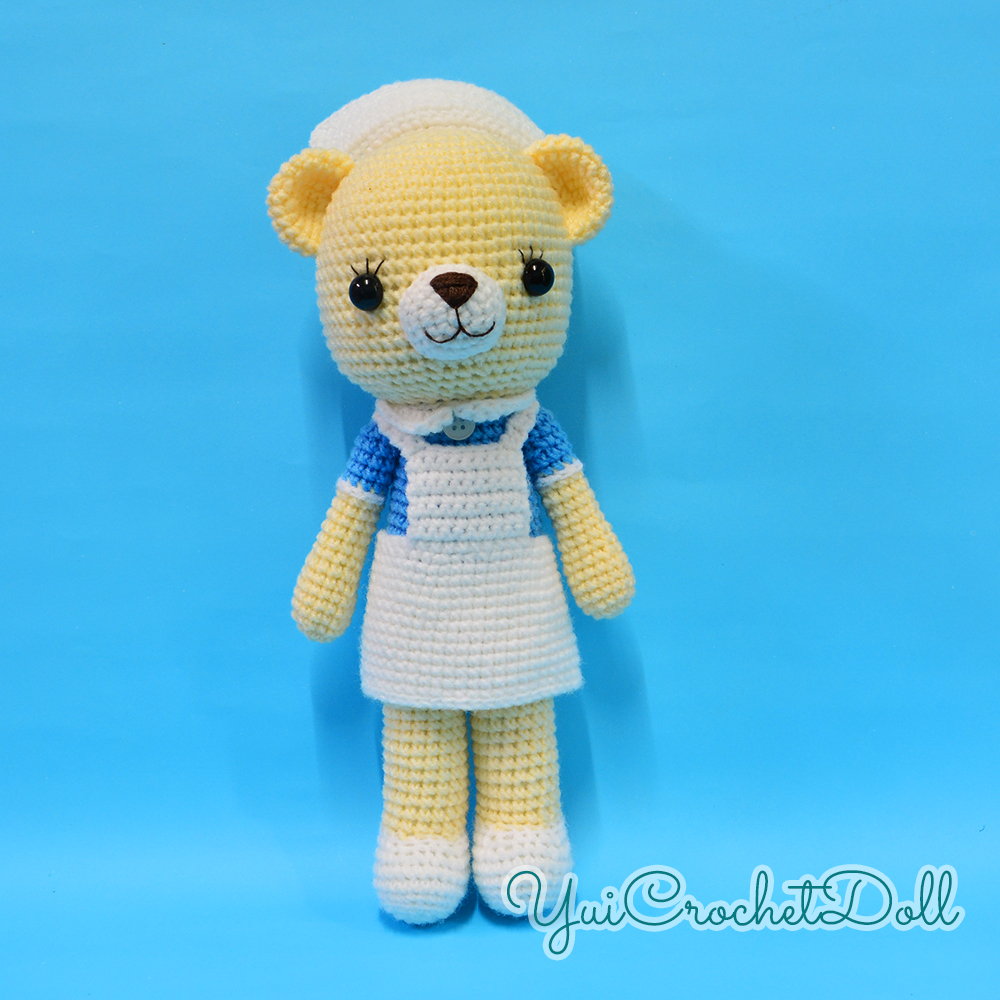 ตุ๊กตาหมีพยาบาลเอี๊ยมฟ้า-ขาว