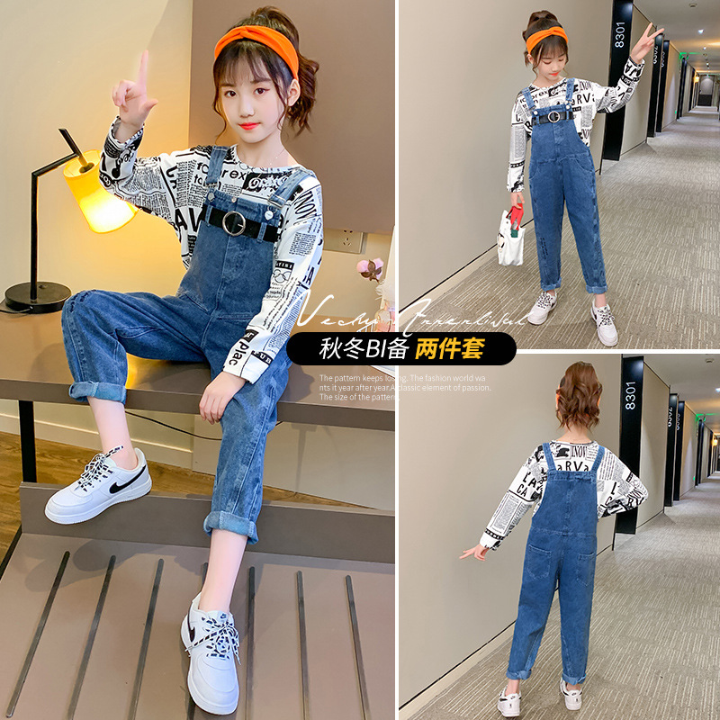 pa471 เสื้อแขนยาว+กางเกงเอี๊ยมยีนส์ 120-170 จำนวน3 ตัวต่อแพ็ค (เลือกไซส์ได้ให้ครบแพ็ค)