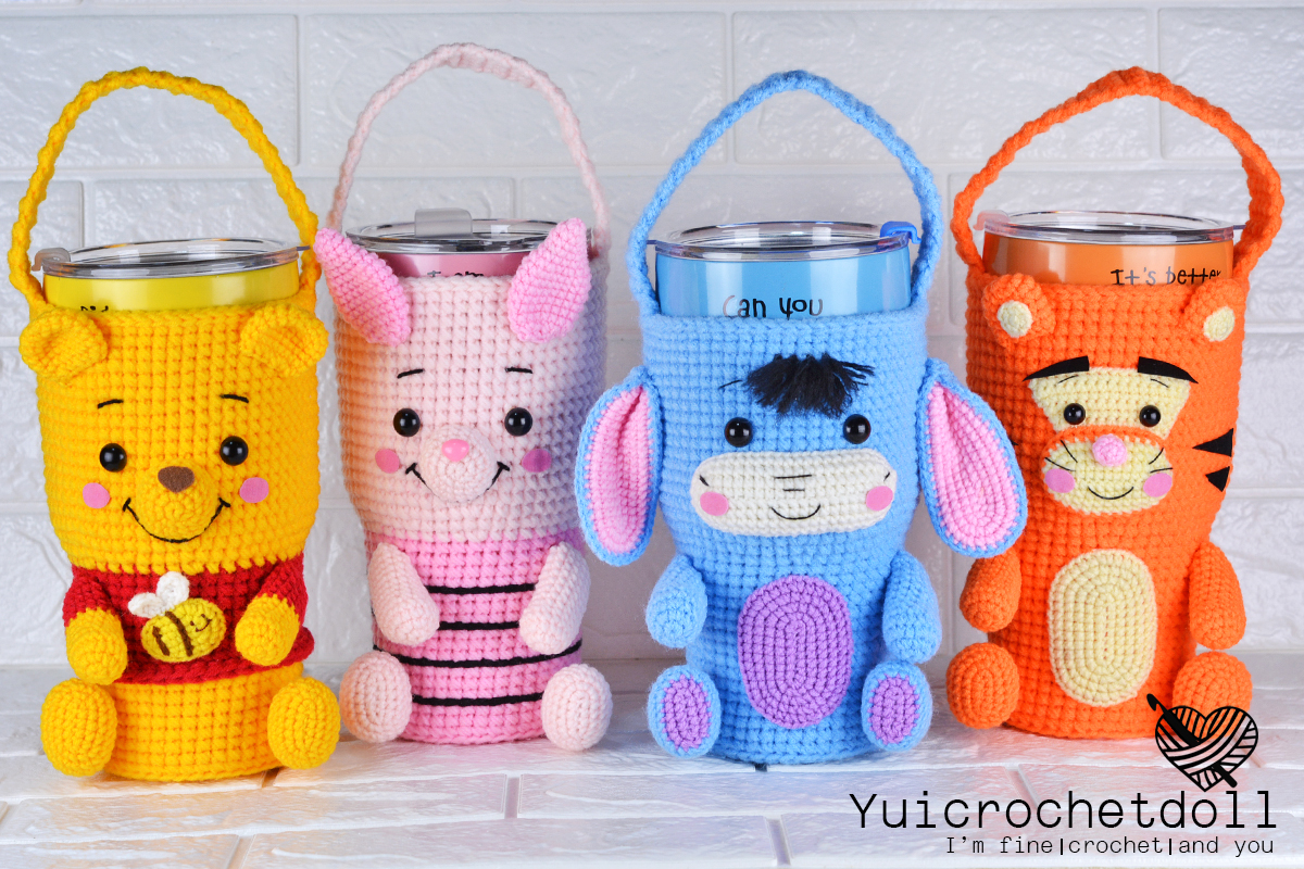 แพทเทิร์นถุงใส่แก้วเยติโครเชต์ ขนาด 30 ออนซ์