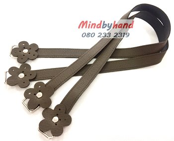 สายกระเป๋าหนัง สายแบนปลายดอกไม้