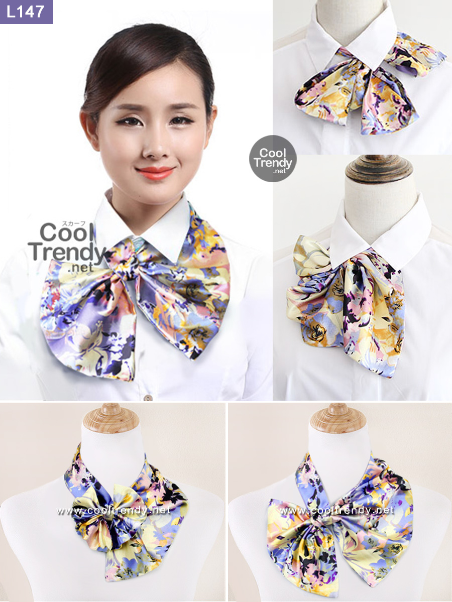 ผ้าพันคอสำเร็จรูป ผ้ายูนิฟอร์ม uniform ผ้าไหมซาติน : L147
