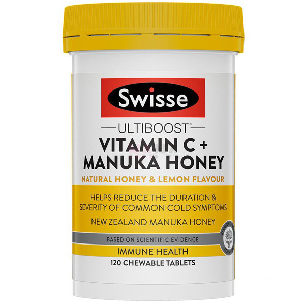 พร้อมส่ง วิตามินซี ผสมน้ำผึ้งมานูก้า Swisse Ultiboost Vitamin C + Manuka Honey 120 เม็ด