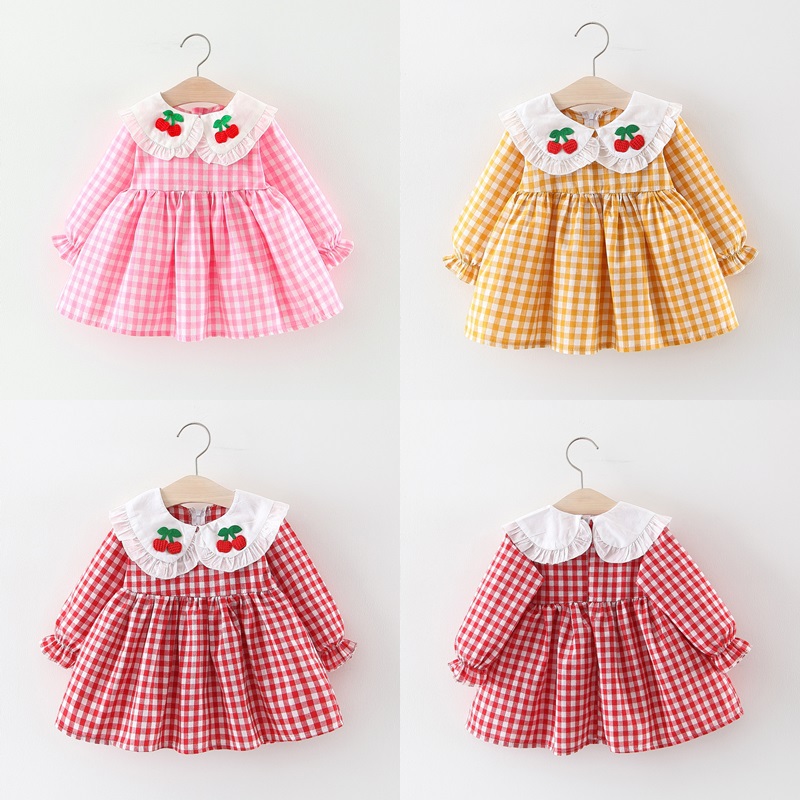 my2164 เดรสแขนยาว size 6-12 จำนวน 4ตัวต่อแพ็ค