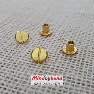 หมุดเกลียว (แบบสั้น) สีทอง 9x5 มิล (แพค 4 คู่)
