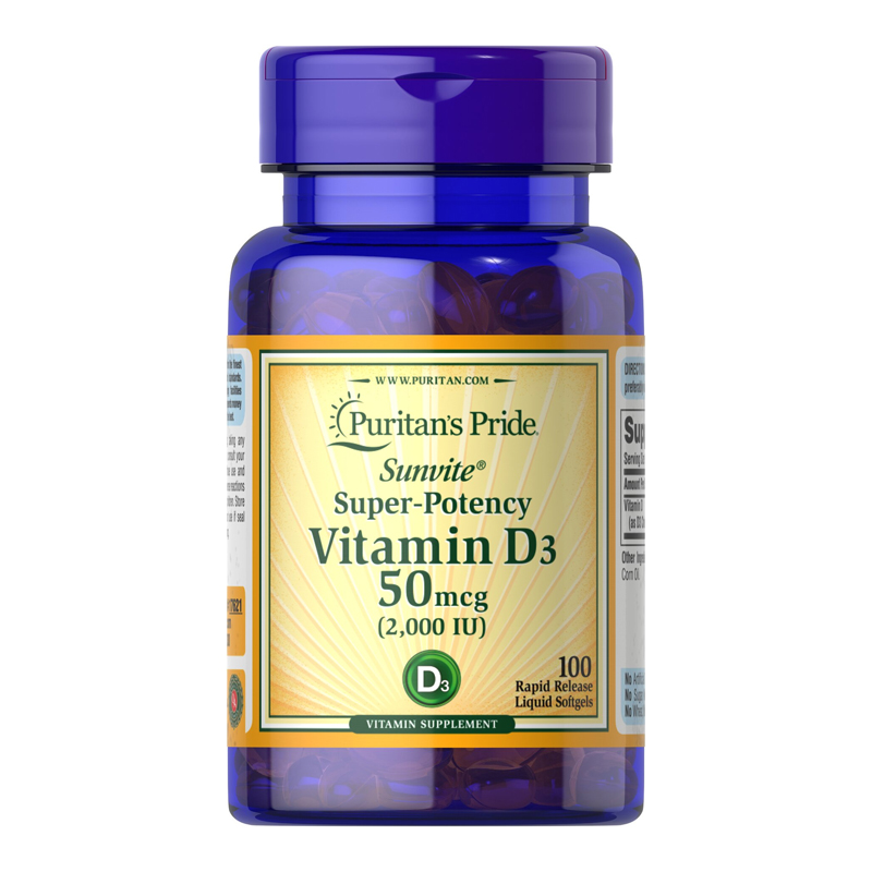 พร้อมส่งฟรี Puritan's Pride Vitamin D3 50 mcg (2000 IU)