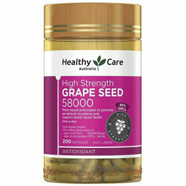 พร้อมส่ง องุ่นสกัด Healthy Care Grape Seed 58000mg. 200แคปซูล