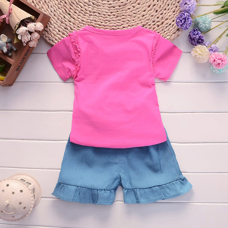 ha605 เสื้อยืดแขนสั้น+กางเกงยีนส์ขาสั้น size 80-110 4ตัวต่อแพ็ค