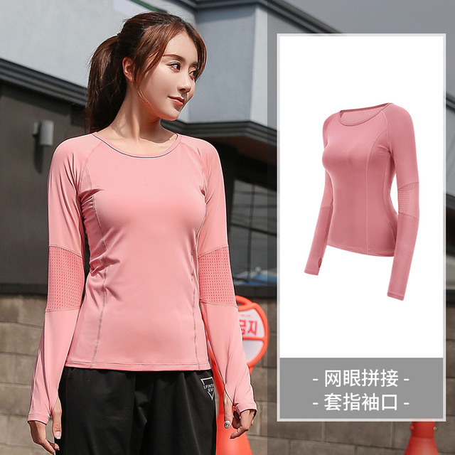 เสื้อออกกําลังกายแขนยาว ผู้หญิง สีดำ/สีชมพู/สีม่วง (L,XL,2XL,3XL,4XL) 8033
