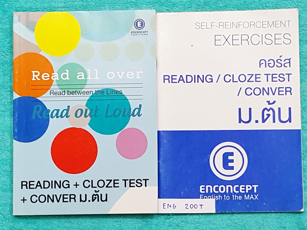 ►ครูพี่แนน Enconcept◄ ENG 200T เซ็ท Reading + Cloze Test +Conversation ม.ต้น 2 เล่ม ประกอบด้วยหนังสือเรียน 1 เล่ม หนังสือแบบฝึกหัด 1 เล่ม ในหนังสือเรียนมีจดเล็กน้อย มีเทคนิคในการทำโจทย์และข้อสอบเยอะมาก มีแนวโจทย์หลายเลเวล หลายระดับตั้งแต่ Basic จนถึง Supe