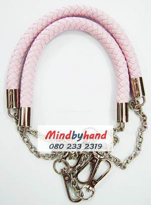 สายกระเป๋า สายเปียต่อโซ่ก้ามปู สีเงิน