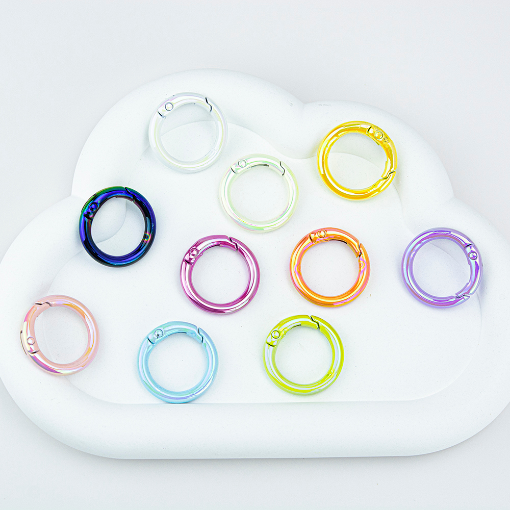 [ส่งจากไทย] MT56 ตะขอพวงกุญแจห่วงล็อคแบบสปริง ทรงกลมเคลือบเงารุ้ง ขนาด 25 มิล อะไหล่พวงกุญแจ DIY Craft╭♥