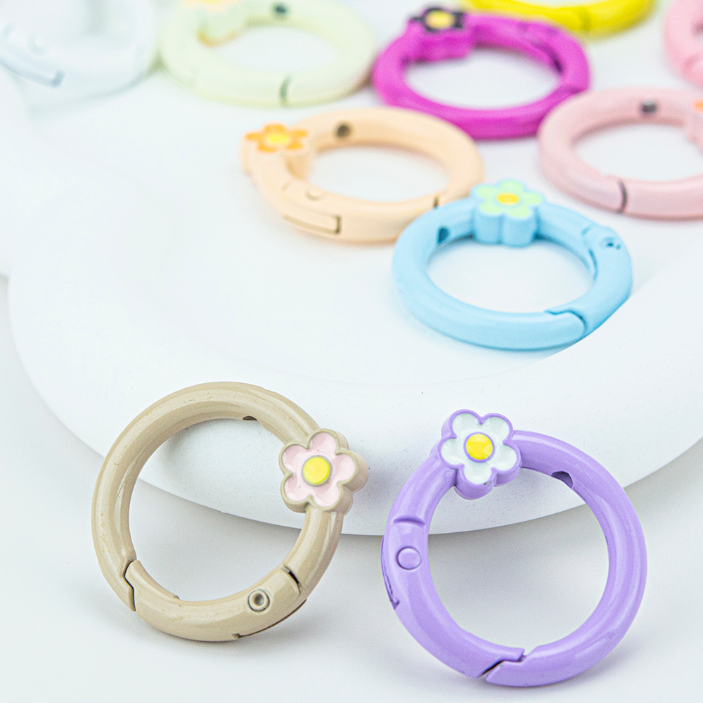 [ส่งจากไทย] MT55 ตะขอพวงกุญแจห่วงล็อคแบบสปริง ทรงกลมดอกไม้ พร้อมห่วงหมุนได้ อะไหล่พวงกุญแจ DIY Craft╭♥