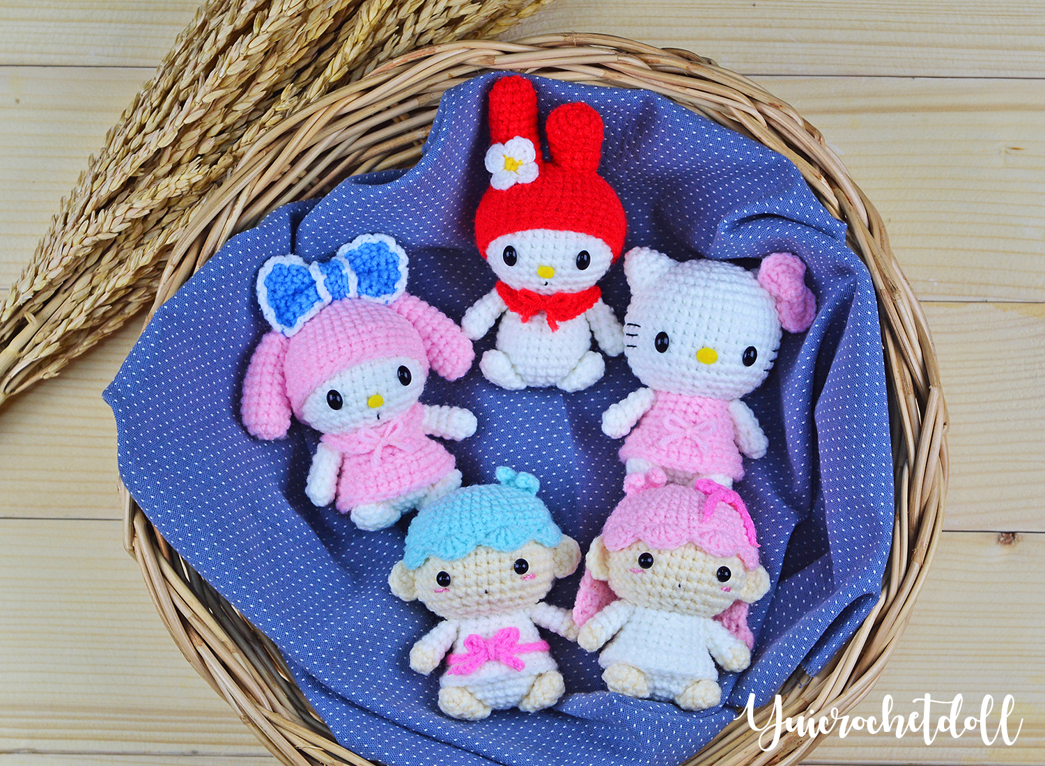 แพทเทิร์นตุ๊กตาโครเชต์ตัวการ์ตูนซานริโอ ชุด 2