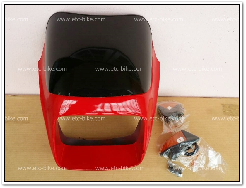 หน้ากาก+บังไมล์ พร้อมไฟเลี้ยว GTO/4 สีแดงสด