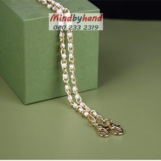 โซ่สายกระเป๋า สีทองร้อยมุก