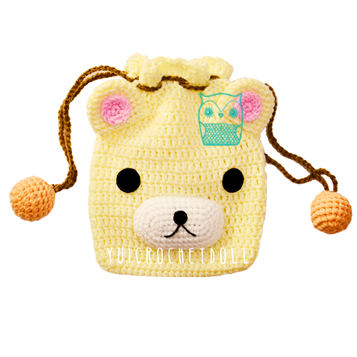 กระเป๋าหูรูดไหมพรม โคะรีแลคคุมะ Korilakkuma Drawstring Crochet Bag
