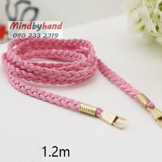 สายกระเป๋า(เชือกหนัง)แบบเปีย (ห่วงสีทอง)