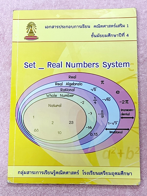 ►หนังสือเรียนโรงเรียนเตรียมอุดม◄ เอกสารประกอบการเรียนวิชาคณิตศาสตร์ เซต จำนวนจริง ระดับชั้น ม.4 จัดทำโดยกลุ่มสาระการเรียนรู้คณิตศาสตร์ สรุปเนื้อหาสูตรสำคัญ เนื้อหาตีพิมพ์สมบูรณ์ทั้งเล่ม มีโจทย์เข้มข้น มีจดบางหน้า ไม่มีเฉลย