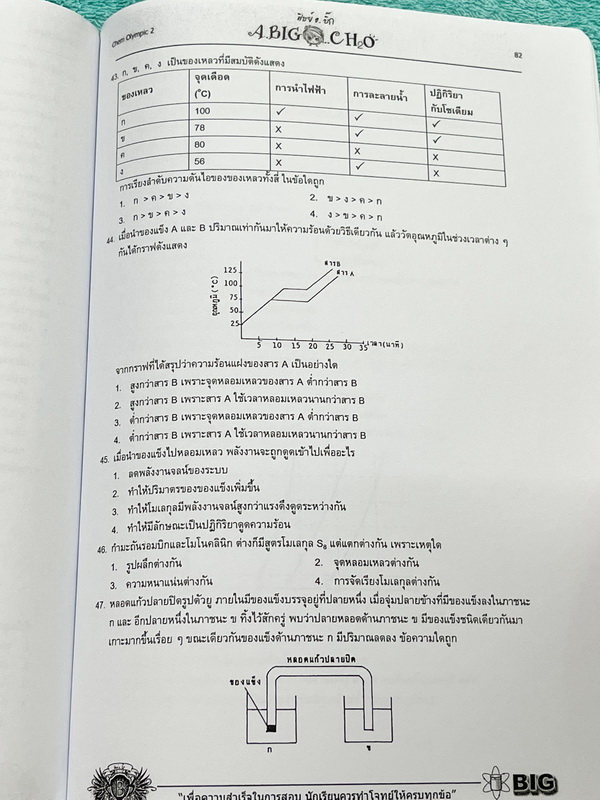 ►หนังสือเคมีโอลิมปิก◄ อ.บิ๊ก เคมีโอลิมปิก Chem Olympic เล่ม 2 มีจดเนื้อหาที่เข้าเรียนในคอร์สบางหน้า จดละเอียดมาก เนื้อหายากลึกถึงสอบแข่งขันโอลิมปิก เหมาะสำหรับเด็กนักเรียนที่มีพื้นฐานดี แบบฝึกหัดมีทำไปแล้วบางข้อ ด้านหลังมีเฉลยของอาจารย์ครบทุกข้อ หนังสือเล