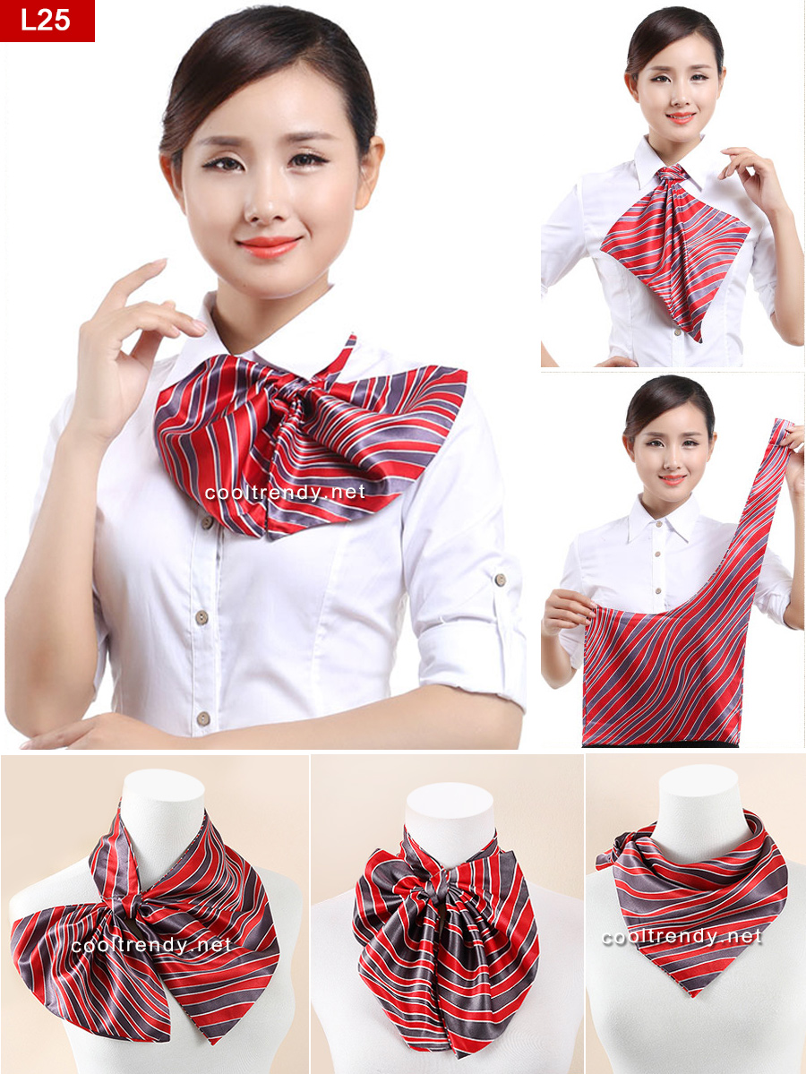 L25 ผ้าพันคอสำเร็จรูป ผ้ายูนิฟอร์ม uniform ผ้าไหมซาติน