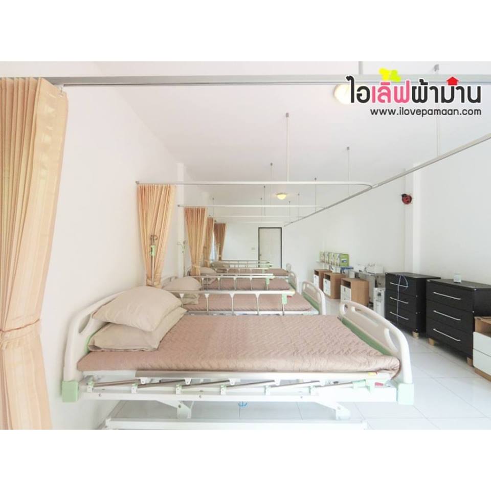 เถาจือโฮม รังสิต บ้านพักดูแลผู้สูงอายุ กับม่านโรงพยาบาล สีสันสบายสดใส