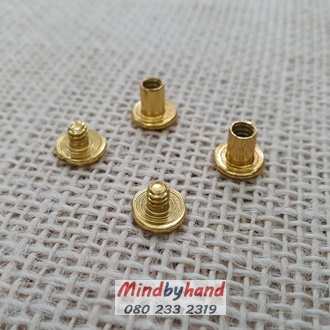 หมุดเกลียว (แบบสั้น) สีทอง 9x5 มิล (แพค 4 คู่)