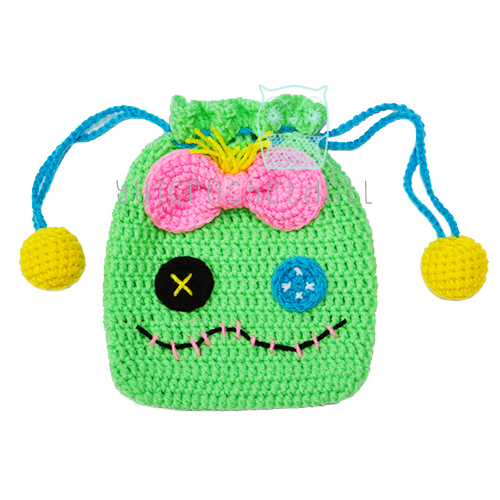 แพทเทิร์นกระเป๋าหูรูดไหมพรม ชุด 1 Drawstring Crochet Bag Pattern 1