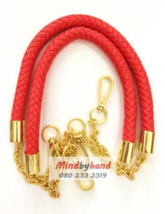 สายกระเป๋า สายเปียต่อโซ่ก้ามปู สีทอง