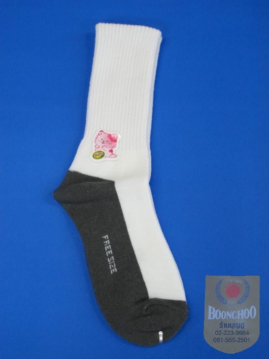 ถุงเท้านักเรียนพื้นเทาข้อยาว ยี่ห้อ B&N