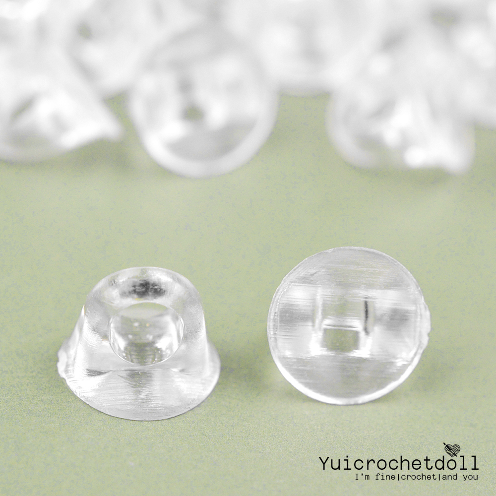 แป้นกระดุมใส แป้นติดหลังเรซิ่น ขนาด 7 มิล ใช้ติดชิ้นงาน ทำรูร้อยเชือก DIY Craft ᵔᴥᵔ