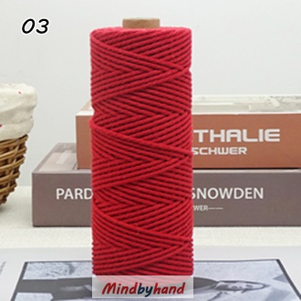 เชือกฟอก / เชือกคอตตอล 2 มิล สี 03 สีแดง