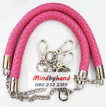 สายกระเป๋า สายเปียต่อโซ่ก้ามปู สีเงิน