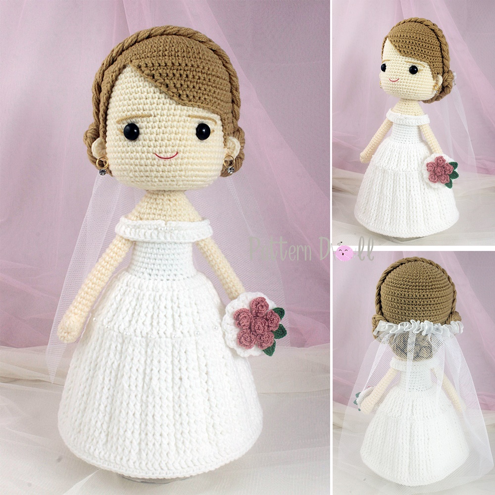 หนังสืองานฝีมือตุ๊กตาถักโครเชต์คู่แต่งงานชุดสากล