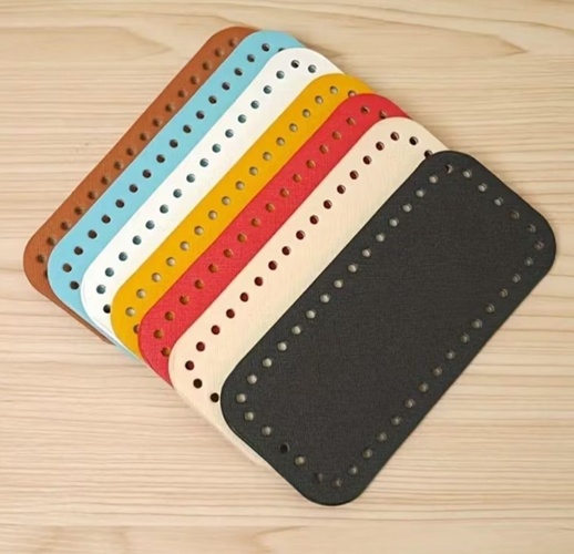 แผ่นหนังรองก้นกระเป๋าสำเร็จรูป ขนาด 8x18 cm. ทรงเหลี่ยม