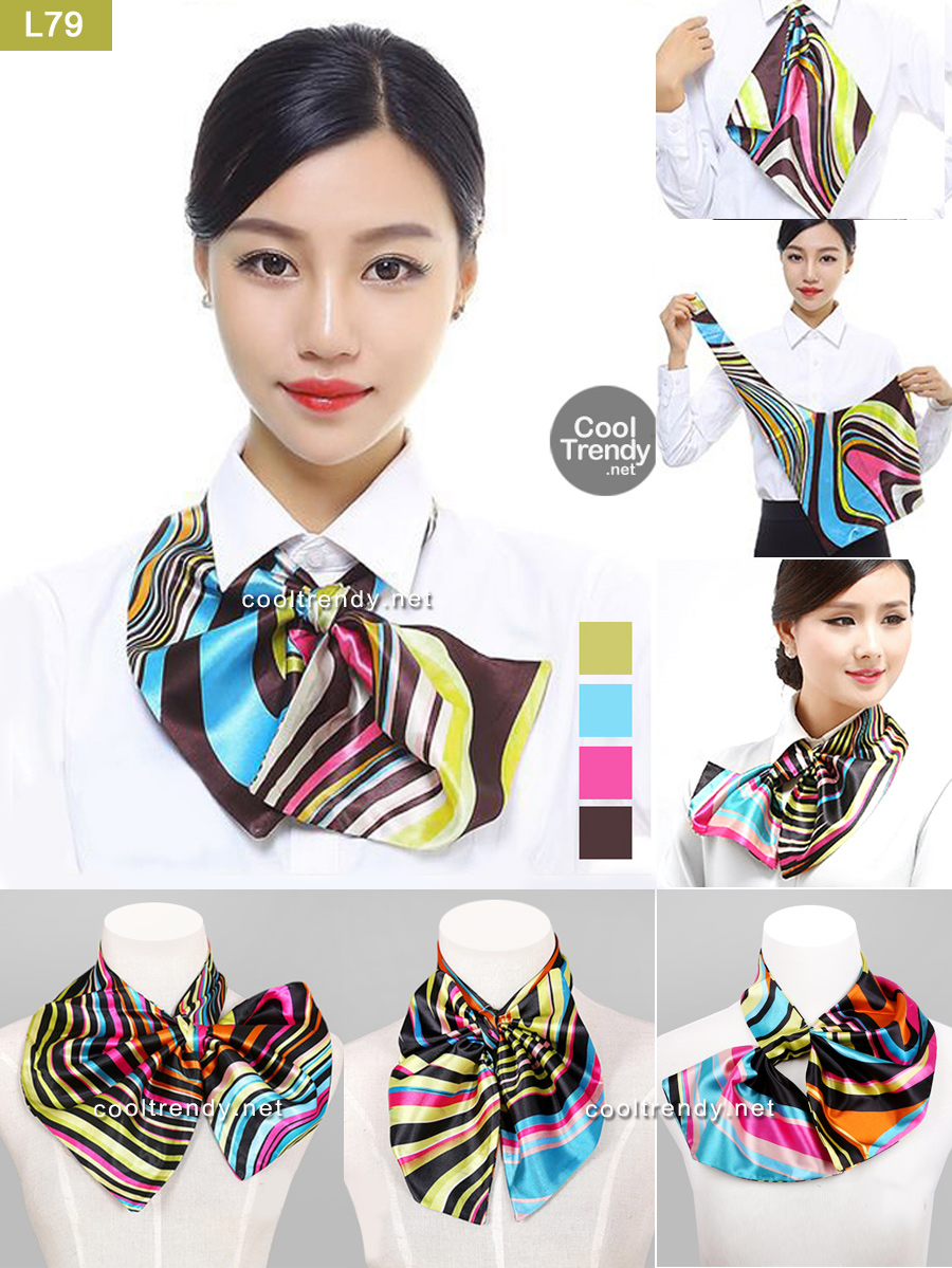 ผ้าพันคอสำเร็จรูป ผ้ายูนิฟอร์ม uniform ผ้าไหมซาติน : L79