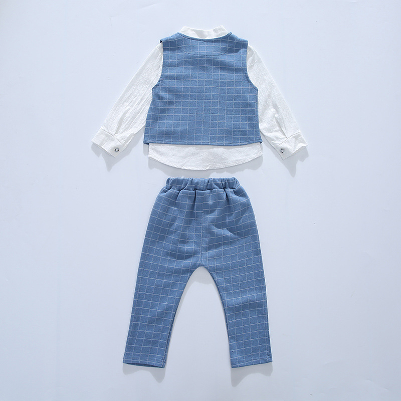 ha533 ชุดสูทเสื้อแขนยาว+กางเกงเกง+เสื้อกั๊ก size 80-110 4ตัวต่อแพ็ค