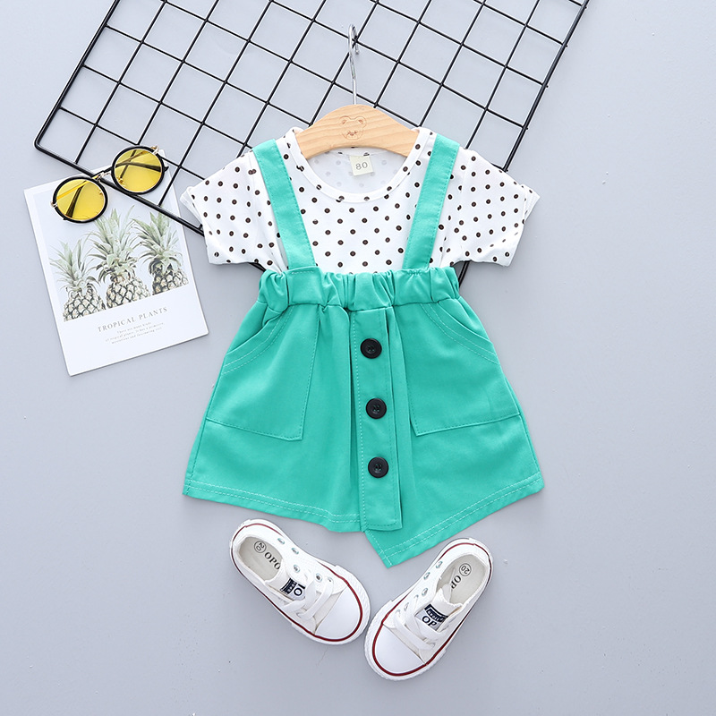 ha1416 เสื้อ+กระโปรงเอี๊ยม size 80-110 จำนวน 4 ตัวต่อแพ็ค