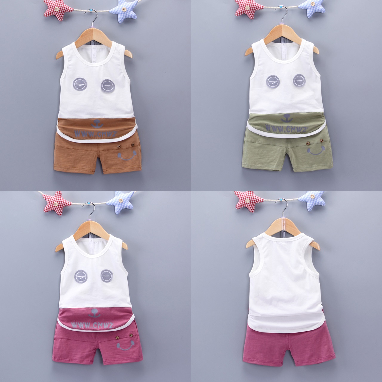 ha411 เสื้อกล้าม+กางเกง size 80-110 4ตัวต่อแพ็ค