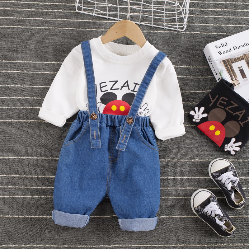 ha1241 เสื้อ+กางเกงเอี๊ยมยีนส์ size 80-120 จำนวน 5 ตัวต่อแพ็ค