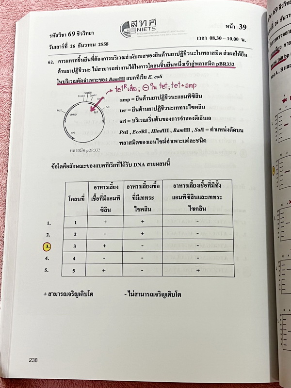 ►ข้อสอบ สทศ.◄ หนังสือกวดวิชาหมอพิชญ์ไบโอบีม Biobeam รวมข้อสอบจริงวิชาชีววิทยา สทศ.ปี 2555-2561 เฉลยครบทุกข้อ จดครบทุกหน้า ลายมือจดเทพ จดสีสันสวยงาม น่าอ่านทุกหน้า หนังสือเล่มหนาใหญ่มาก