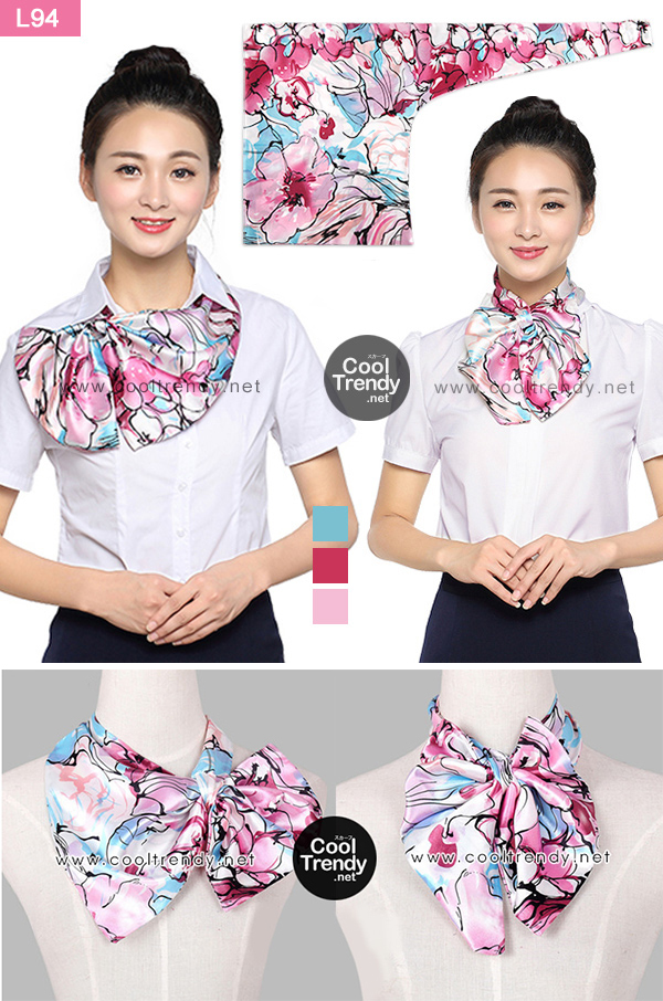 ผ้าพันคอสำเร็จรูป ผ้ายูนิฟอร์ม uniform ผ้าไหมซาติน : L94
